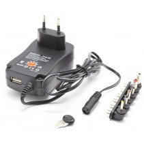 30W 3-12V AC/DC universal adapter tablet, 6 DC tips + 1 USB